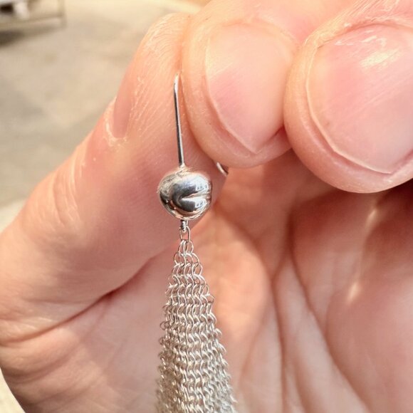 Tiffany & Co X Elsa Peretti Silver Mesh Drop Earrings - Picture 9 of 10